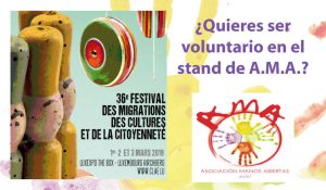 A.M.A. en el Festival de las Migraciones del 1 al 3 de marzo voluntarios